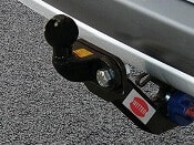 A hire car with a flange tow bar fitted